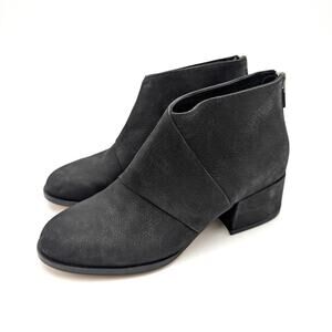 Eileen Fisher Fayo Block Heel Booties Women's Black Leather Size US5 EU35.5